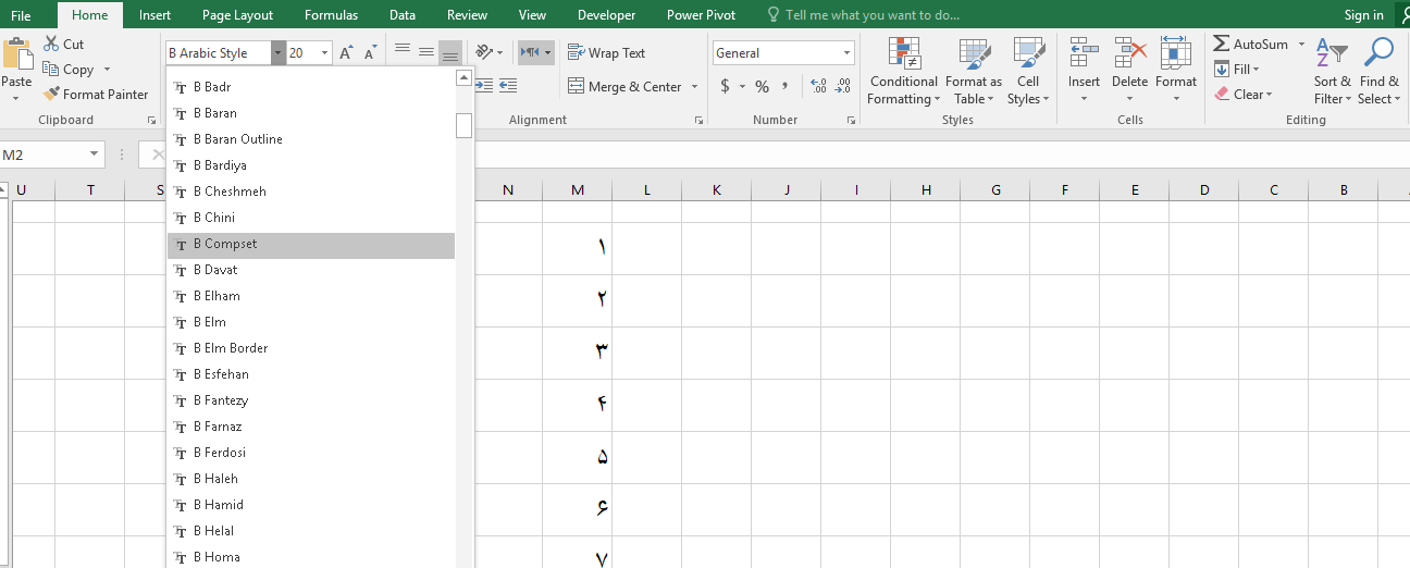 فارسی کردن اعداد در اکسل Excel