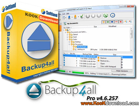 دانلود نرم افزار پشتیبان فایلها Backup4all Professional v4.6.257