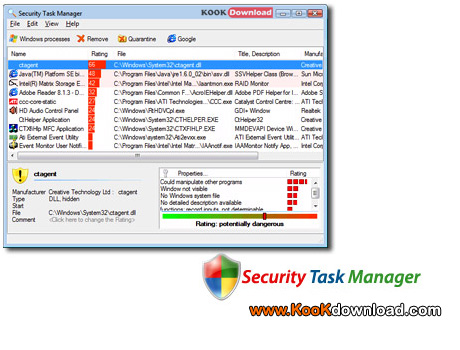 Security Task Manager v1.8c نظارتی کامل بر روی فایل ها و برنامه های در حال اجرا