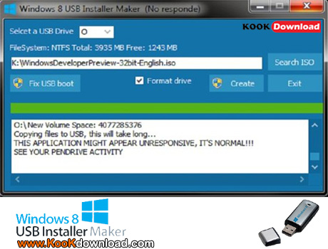 نصب ویندوز ۸ بوسیله USB با Windows 8 USB Installer Maker 1.0.23.12