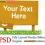 طرح لایه باز تابلو چوبی Fully Layered Wooden Billboard Template
