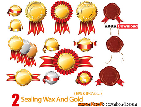 وکتور مهر طلایی و مومی شکل Sealing Wax And Gold